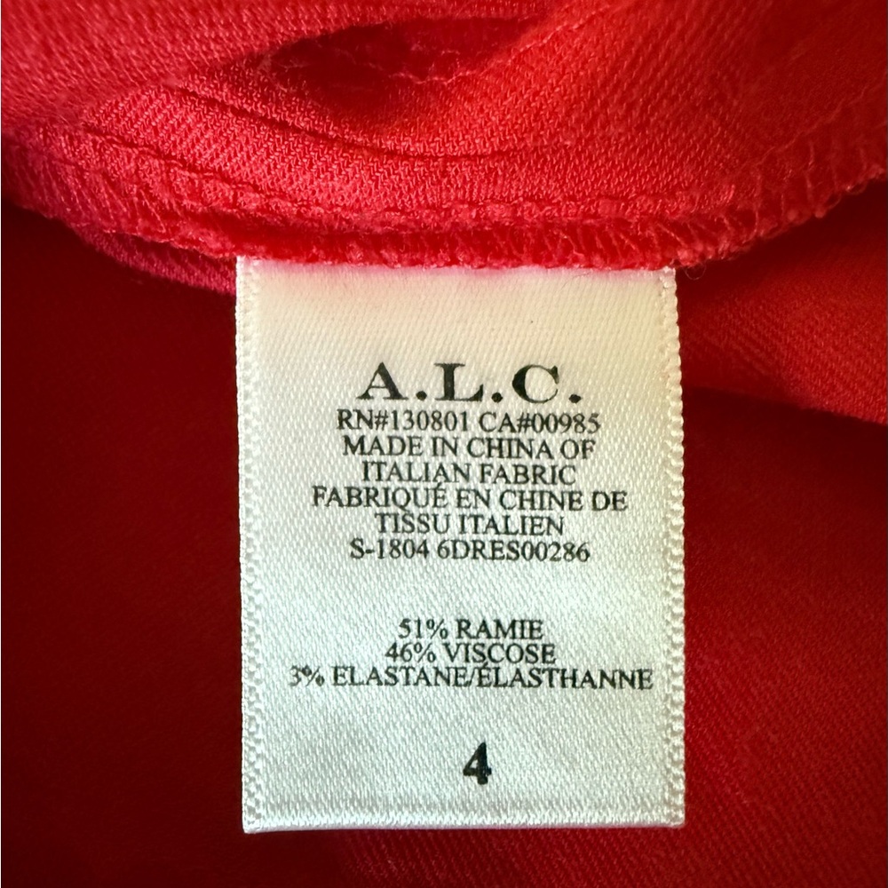 A.L.C. Valenti Puff Sleeve Fitted Red Mini Dress size 4 - Picture 10 of 14